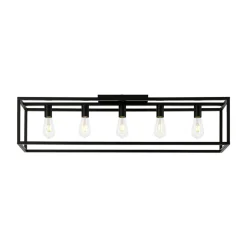 Industrial Minimalist Rectangle Cage Semi Flush Mount