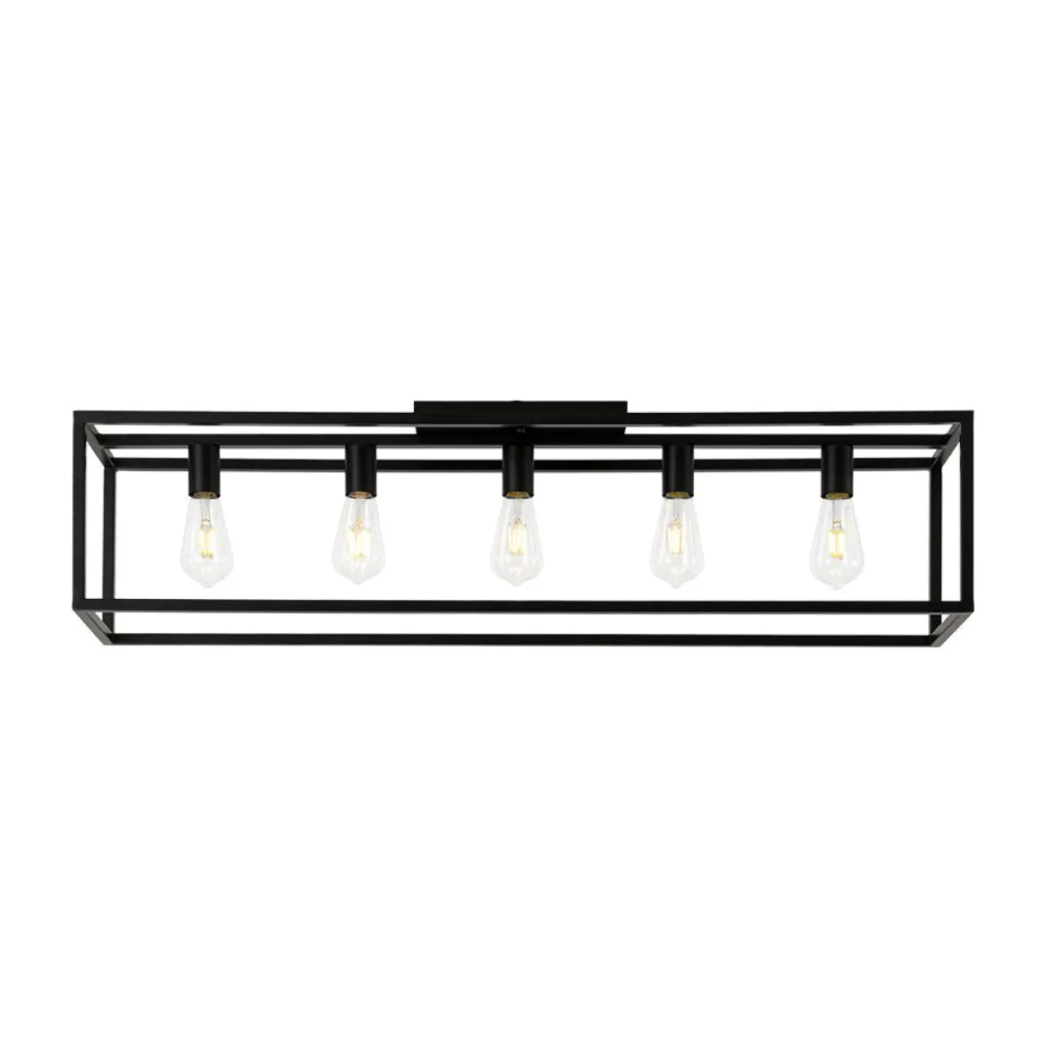 Industrial Minimalist Rectangle Cage Semi Flush Mount