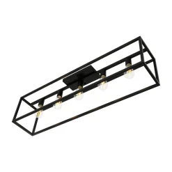 Industrial Minimalist Rectangle Cage Semi Flush Mount