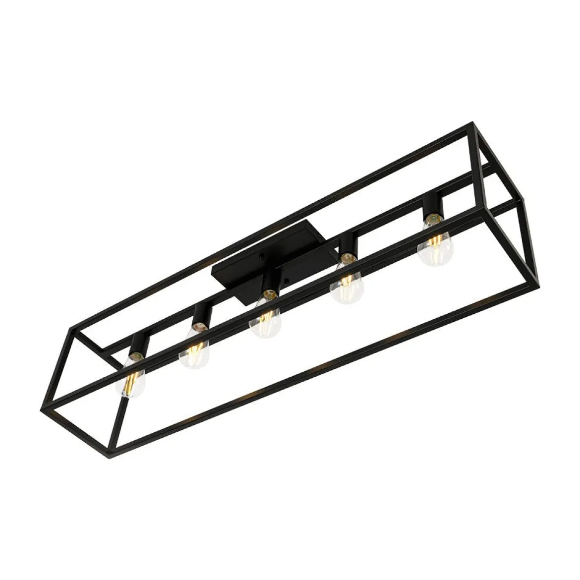 Industrial Minimalist Rectangle Cage Semi Flush Mount