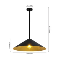 Industrial Oversized Iron Flat Cone Kitchen Pendant Light