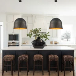 Industrial Oversized Iron Bell Dome Pendant Light Black Gold Powder