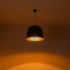 Industrial Oversized Iron Bell Dome Pendant Light Black Gold Powder