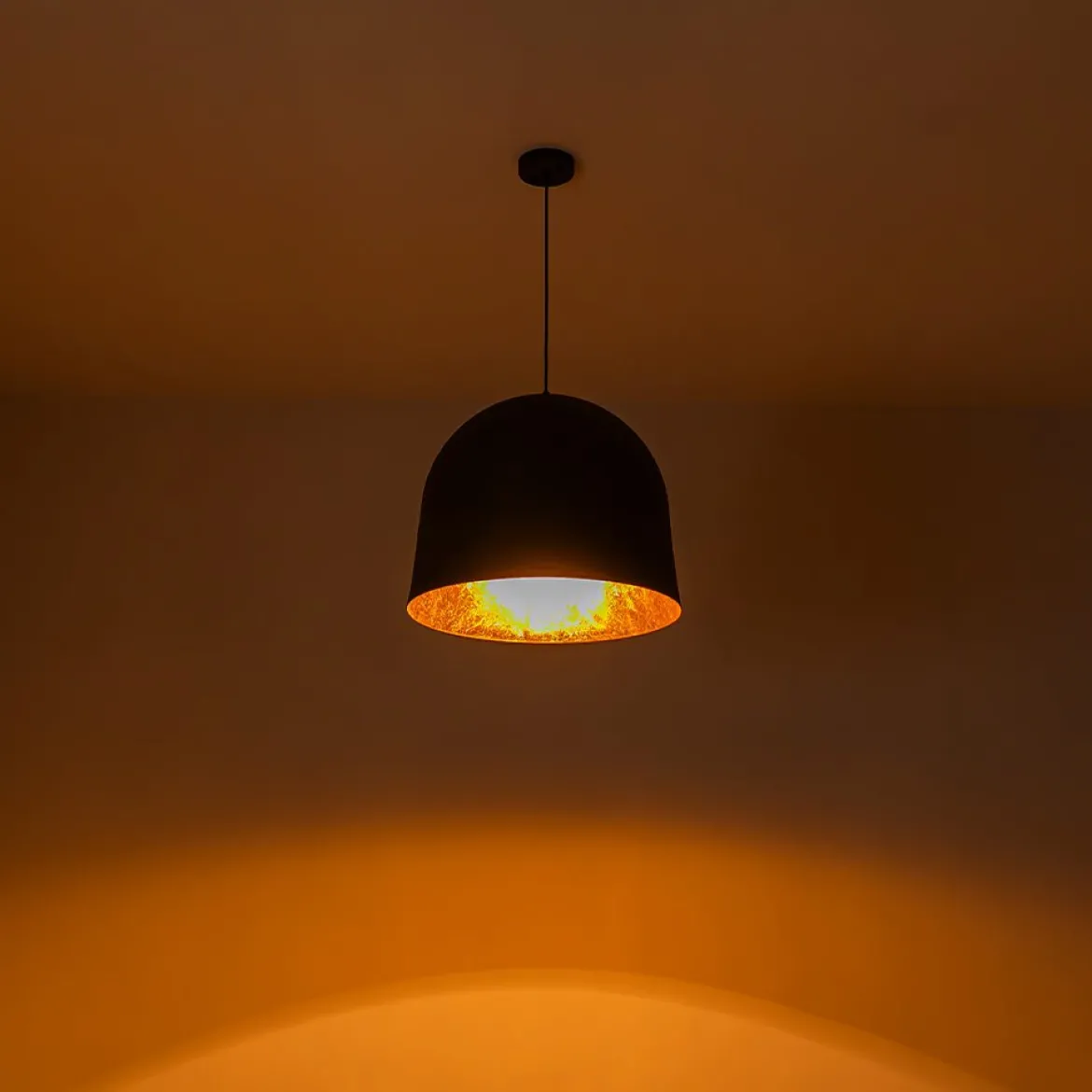 Industrial Oversized Iron Bell Dome Pendant Light Black Gold Powder