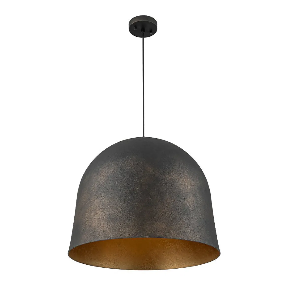 Industrial Oversized Iron Bell Dome Pendant Light Black Gold Powder