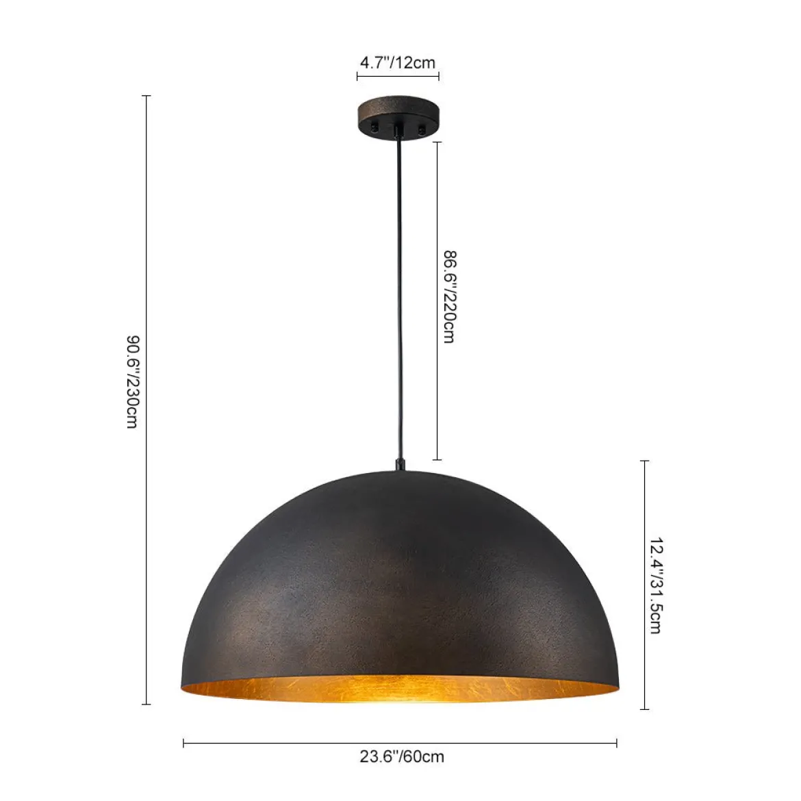 Industrial Oversized Large Metal Dome Pendant Light