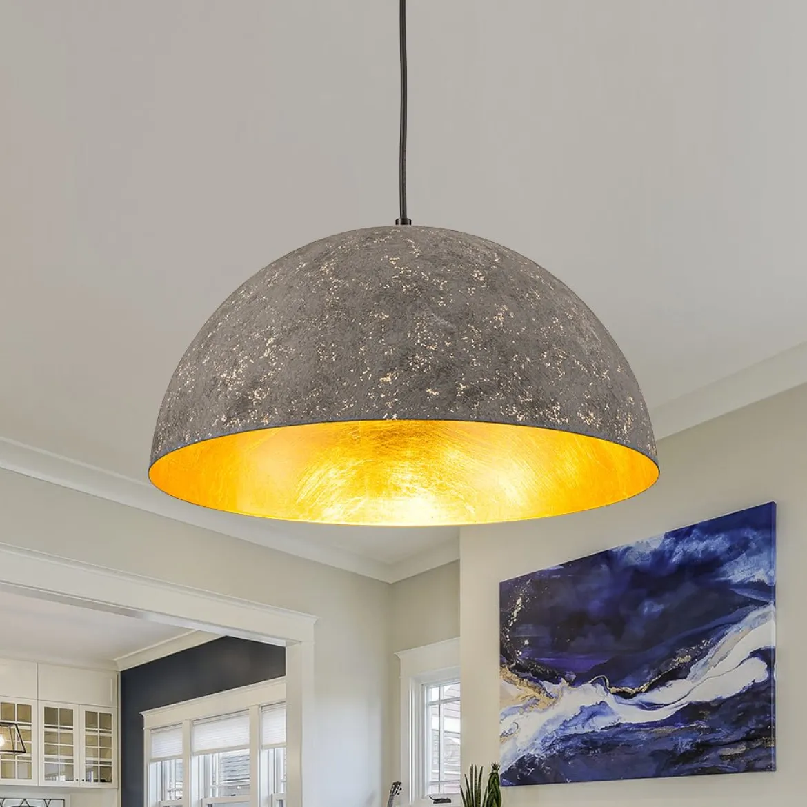 Industrial Oversized Large Metal Dome Pendant Light