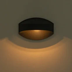 IP23 Black Flat Oval 1-Light Iron Outdoor Wall Sconce