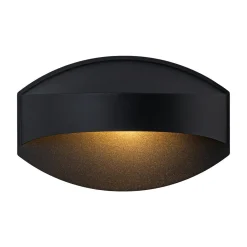 IP23 Black Flat Oval 1-Light Iron Outdoor Wall Sconce
