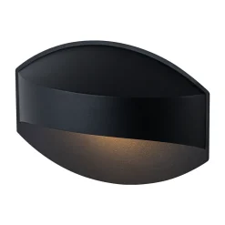 IP23 Black Flat Oval 1-Light Iron Outdoor Wall Sconce
