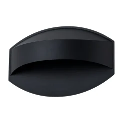 IP23 Black Flat Oval 1-Light Iron Outdoor Wall Sconce
