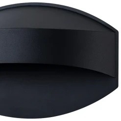 IP23 Black Flat Oval 1-Light Iron Outdoor Wall Sconce