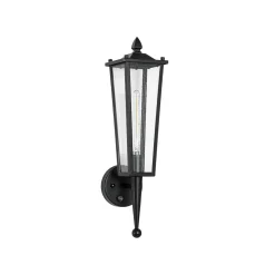 IP23 Black Manor 1-Light Lantern Outdoor Wall Sconce