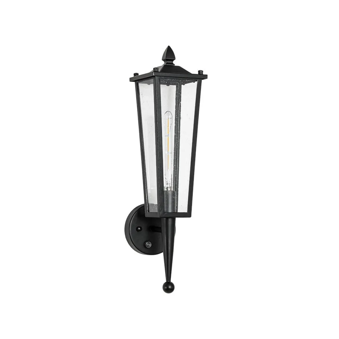IP23 Black Manor 1-Light Lantern Outdoor Wall Sconce