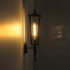 IP23 Black Manor 1-Light Lantern Outdoor Wall Sconce
