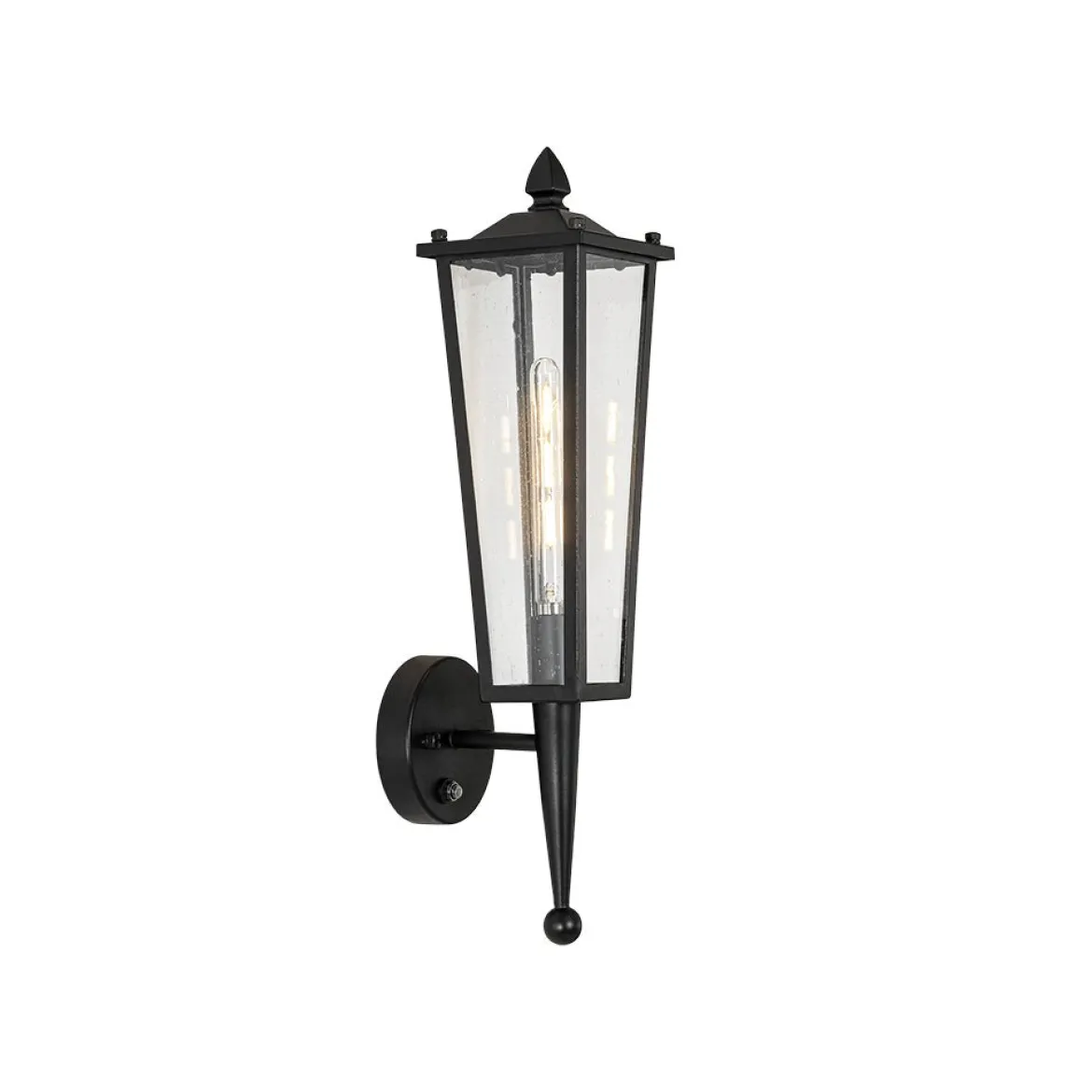 IP23 Black Manor 1-Light Lantern Outdoor Wall Sconce