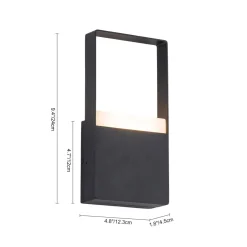 IP54 Black Rectangular Dimmable LED Outdoor Wall Lamp