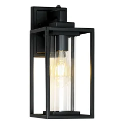 IP23 Black Rectangular Outdoor Lantern Wall Sconce