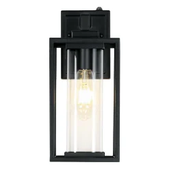 IP23 Black Rectangular Outdoor Lantern Wall Sconce