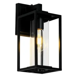 IP23 Black Rectangular Outdoor Lantern Wall Sconce
