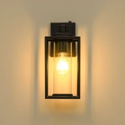 IP23 Black Rectangular Outdoor Lantern Wall Sconce