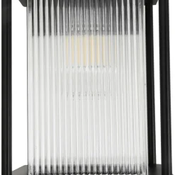 IP23 Black Ribbed Glass Square Outdoor Wall Lantern