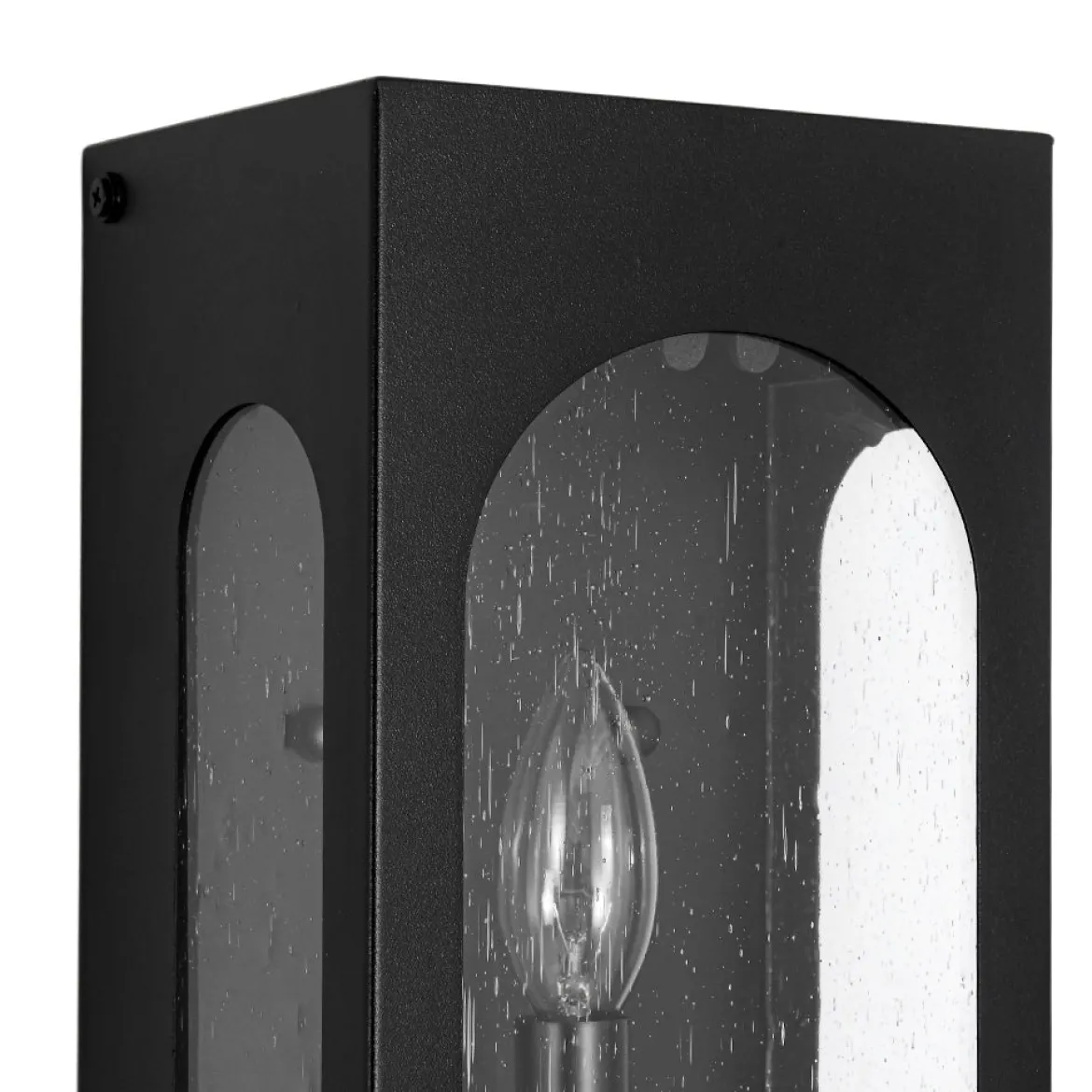 IP23 Black Seeded Glass Square Box Outdoor Wall Lantern