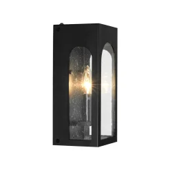 IP23 Black Seeded Glass Square Box Outdoor Wall Lantern