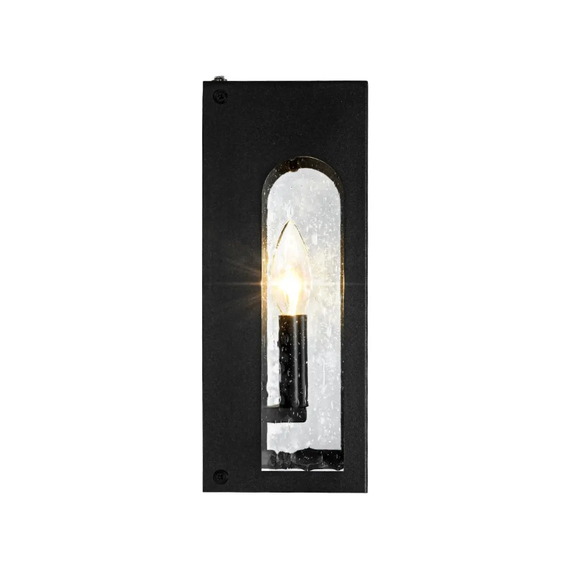 IP23 Black Seeded Glass Square Box Outdoor Wall Lantern