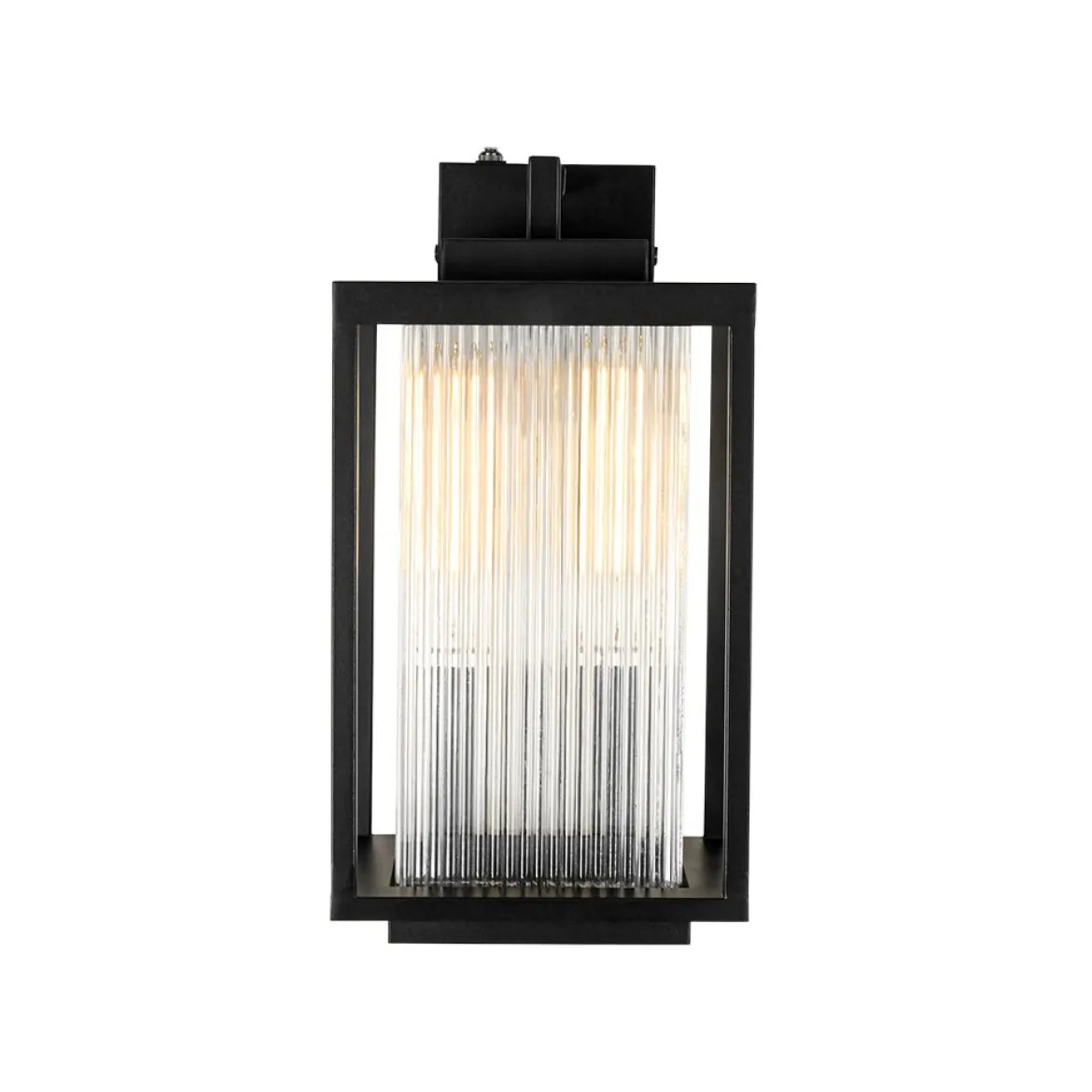 IP23 1-Light Black Ribbed Glass Outdoor Wall Lantern