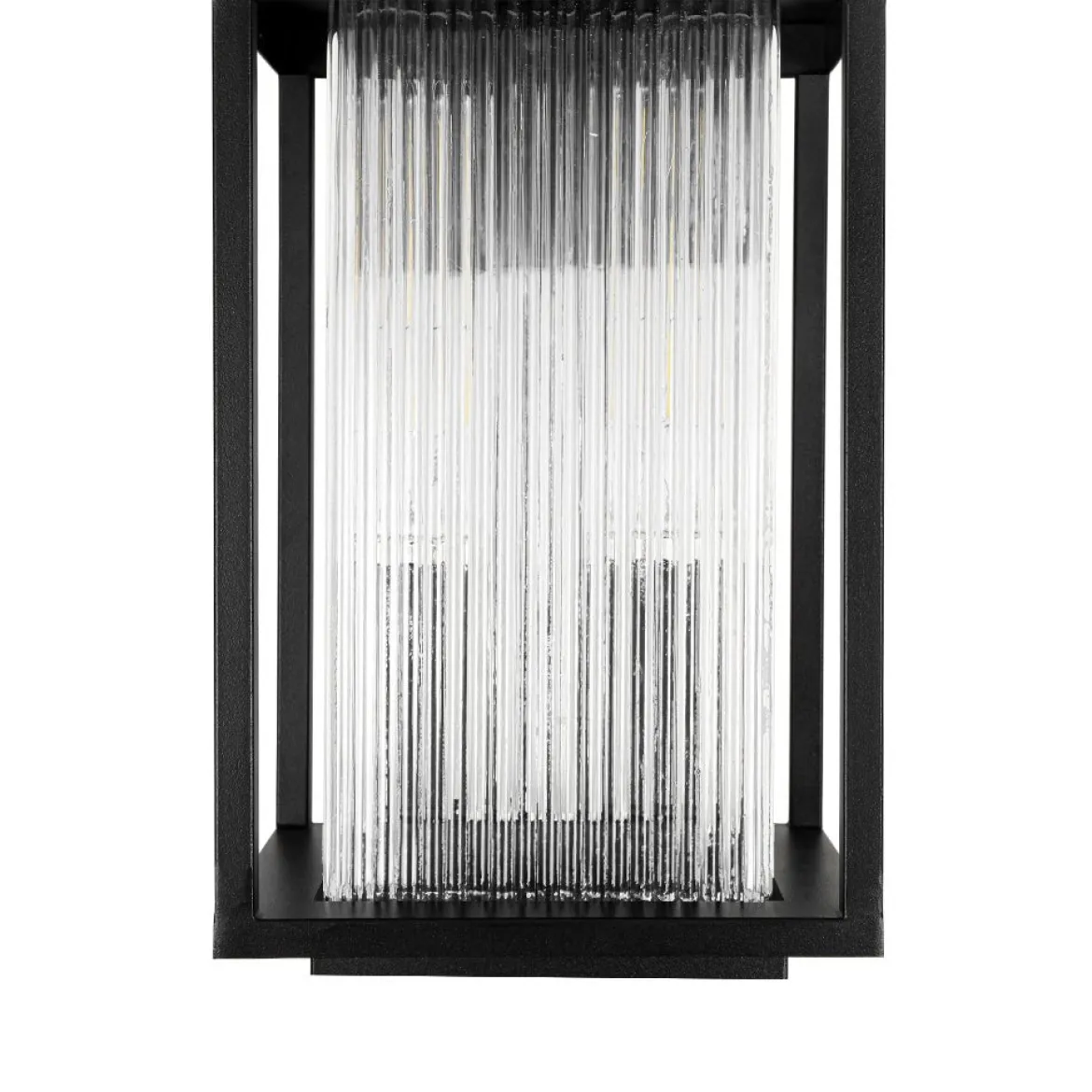 IP23 1-Light Black Ribbed Glass Outdoor Wall Lantern