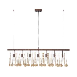 Italy Vintage Luxe Draped Amber Crystal Linear Chandelier