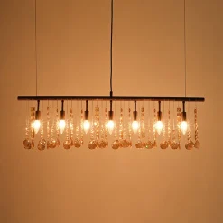 Italy Vintage Luxe Draped Amber Crystal Linear Chandelier