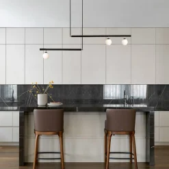 Kitchen Island Glass Globe Linear Chandelier
