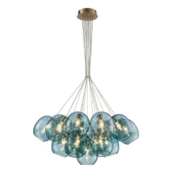 Lake House Cluster Blue Glass Globe Bubble Chandelier