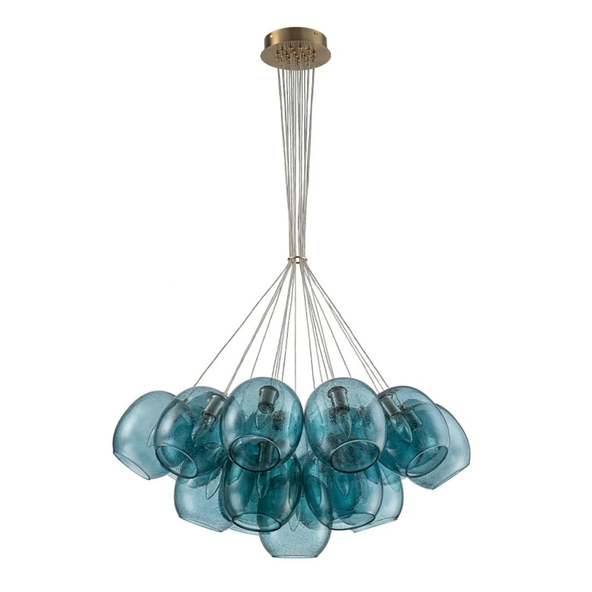 Lake House Cluster Blue Glass Globe Bubble Chandelier