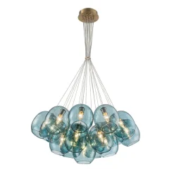 Lake House Cluster Blue Glass Globe Bubble Chandelier