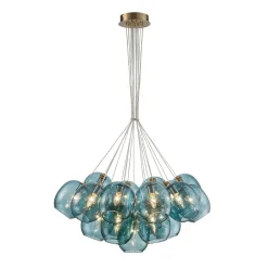 Lake House Cluster Blue Glass Globe Bubble Chandelier