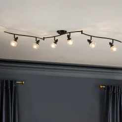 6-Light Adjustable Crystal Spotlight Island Linear Track Light