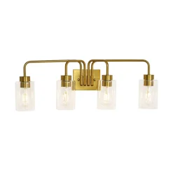 4-Light Adjustable Glass Cylinder Vanity Wall Lamp
