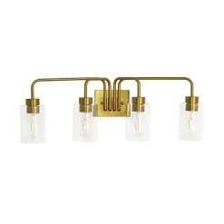 4-Light Adjustable Glass Cylinder Vanity Wall Lamp