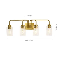 4-Light Adjustable Glass Cylinder Vanity Wall Lamp
