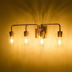 4-Light Adjustable Glass Cylinder Vanity Wall Lamp