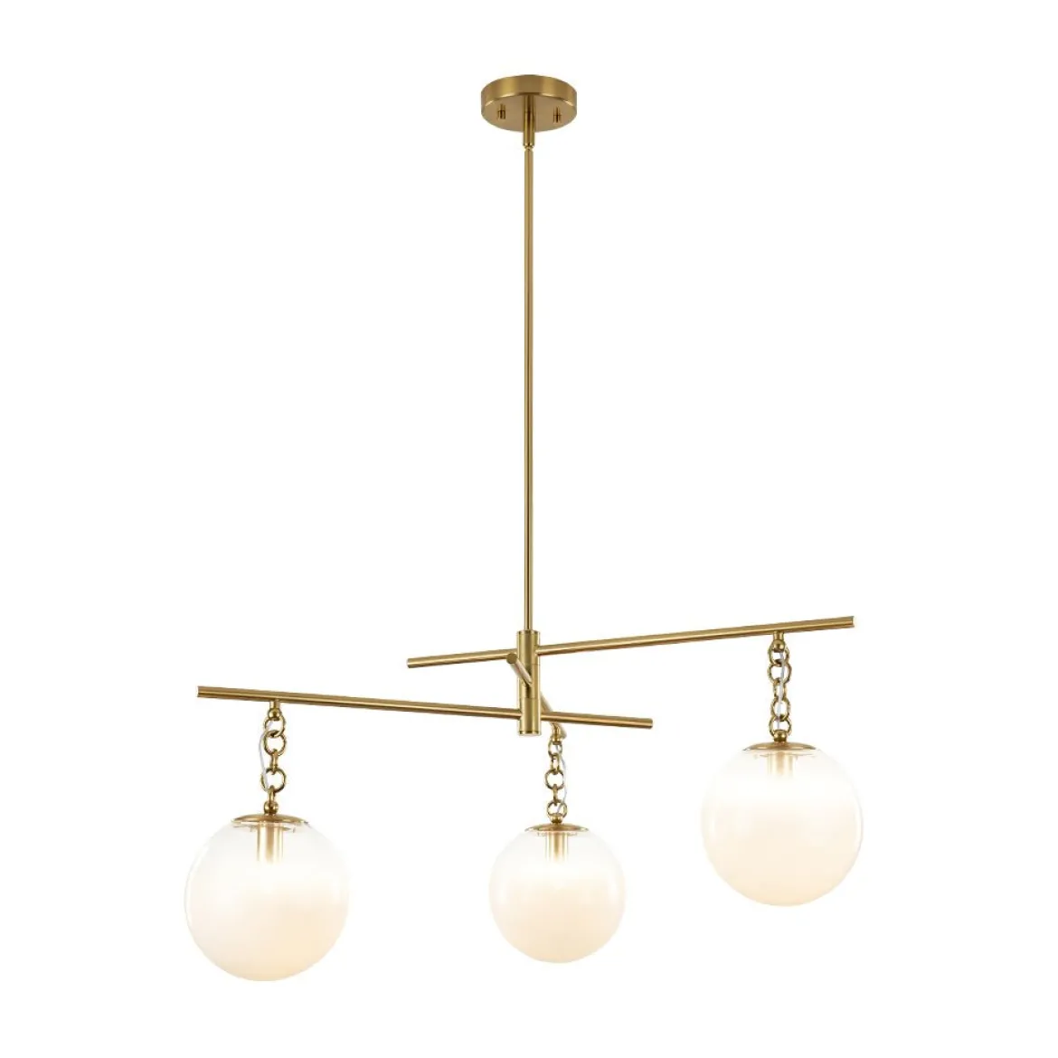 3-light Adjustable Gradual White Glass Globe Sputnik Chandelier