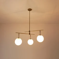 3-light Adjustable Gradual White Glass Globe Sputnik Chandelier