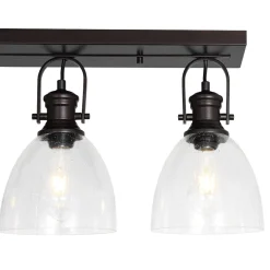 3-Light Adjustable Seeded Glass Linear Semi Flush Mount