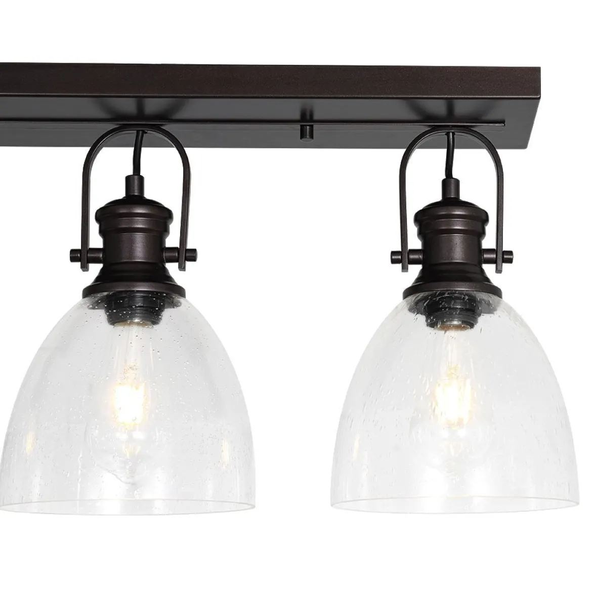 3-Light Adjustable Seeded Glass Linear Semi Flush Mount