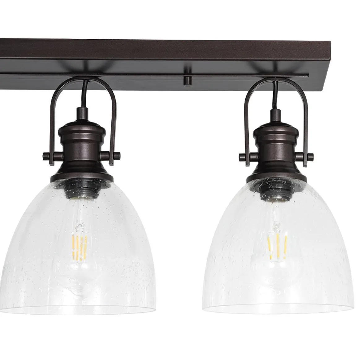 3-Light Adjustable Seeded Glass Linear Semi Flush Mount