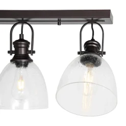 3-Light Adjustable Seeded Glass Linear Semi Flush Mount
