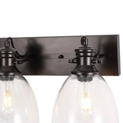 3-Light Adjustable Seeded Glass Linear Semi Flush Mount